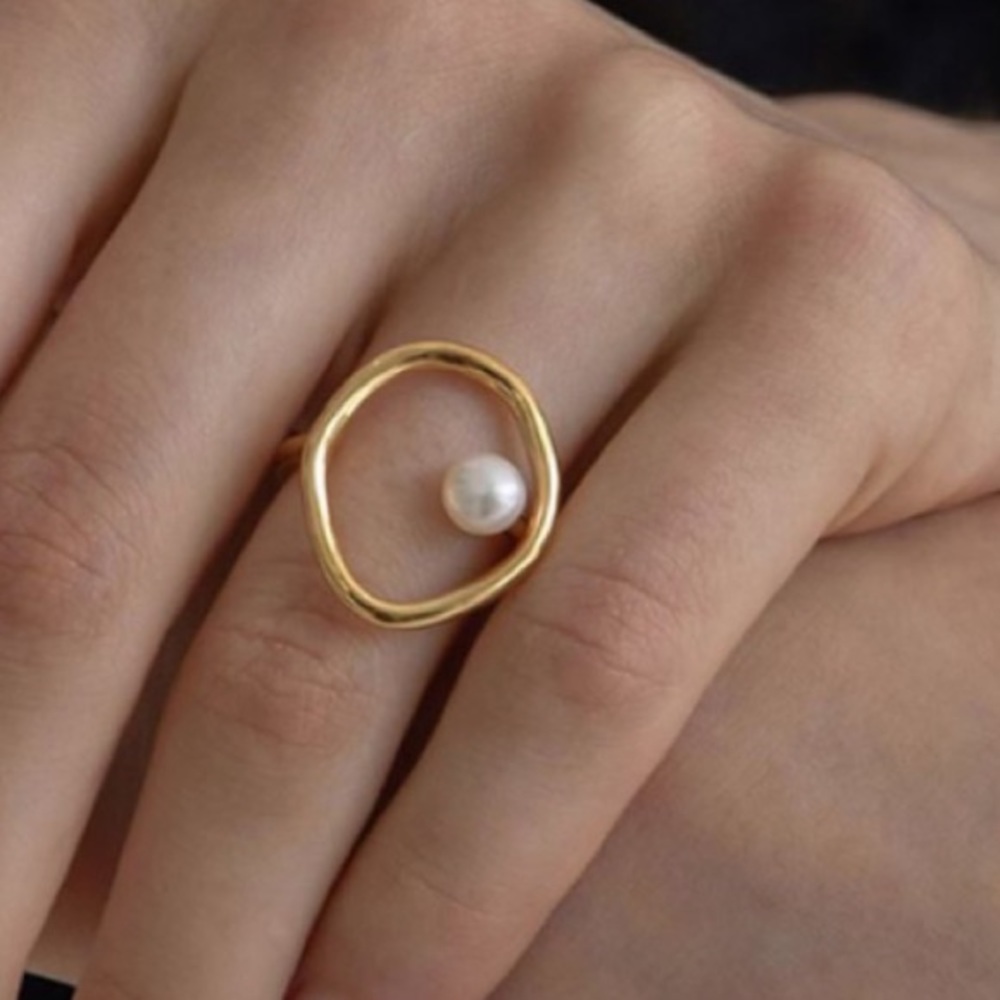 🤍Vintage pearl open gold plated ring - Picture 4 of 10